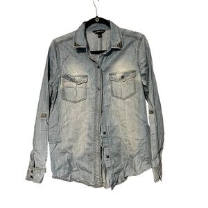 Denim Studded Button Down Shirt